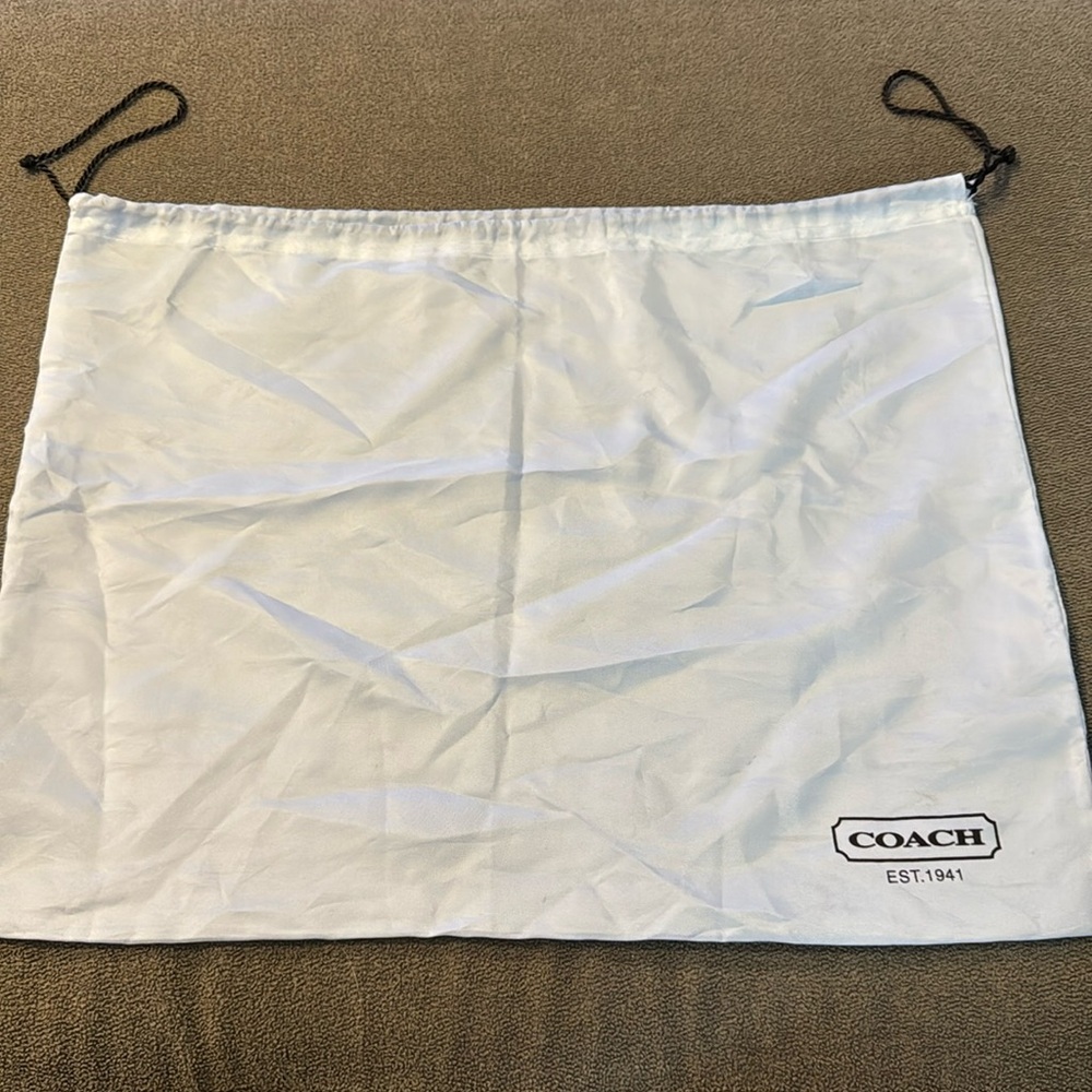 Coach Satin Logo Beige Drawstring Dust Bag Storage Protective Cover 19x15 (TD)